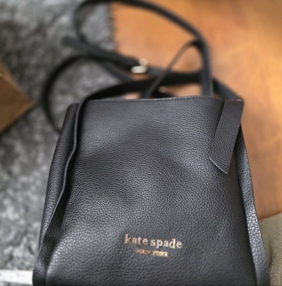 kate spade Black Pebbled Leather Crossbody Bag with Gold Logo - Picture 7 of 13